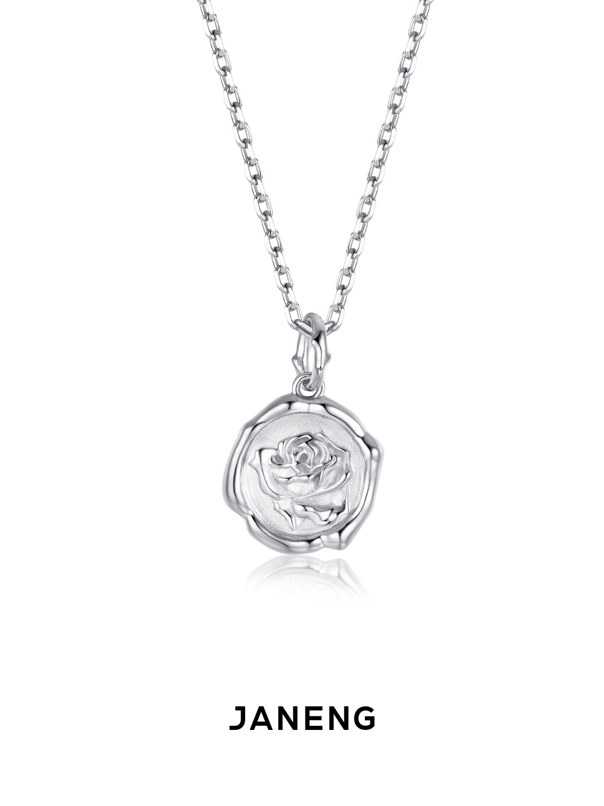 JANENG Chasing Shore 925 Silver Rose Shape Pendant Original design neutral simple couple necklace