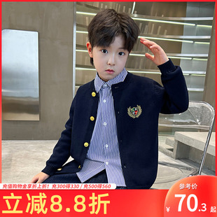 帅气潮流6 12岁 儿童春秋针织外套中大童学院风韩版 男童毛衣开衫
