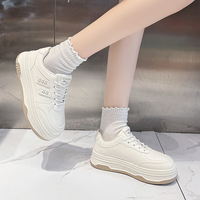 2025新款春秋季小白鞋厚底增高配阔腿裤鞋子休闲百搭chic运动鞋女