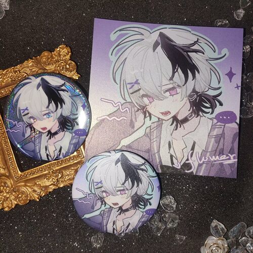 vflower吧唧 v花画师授权谷子 双闪徽章 拍立得 同人周边