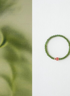 QIANTAO「映晴」原创中式天然和田玉碧玉手串女冰飘南红手链礼物