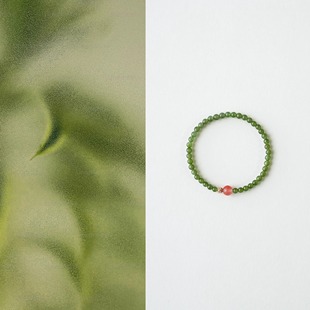 QIANTAO「映晴」原创中式天然和田玉碧玉手串女冰飘南红手链礼物