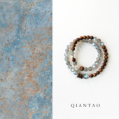 QIANTAO「倒叙」原创天然灰月光水晶手串沉香银好运手链情侣礼物