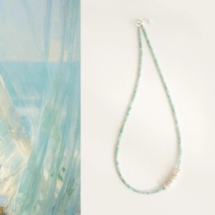 QIANTAO「月白」原创国风新中式天河石花瓣珍珠项链女锁骨链礼物