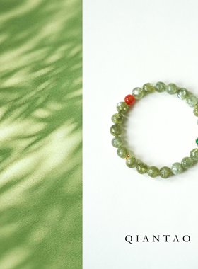 QIANTAO「楼山春晓」原创中式天然绿祖母晶手串百搭招财手链礼物