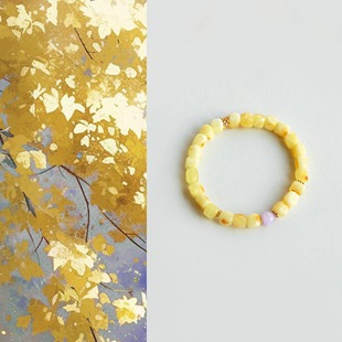 QIANTAO「四时曲」原创新中式天然蜜蜡手串情侣招财增强自信礼物