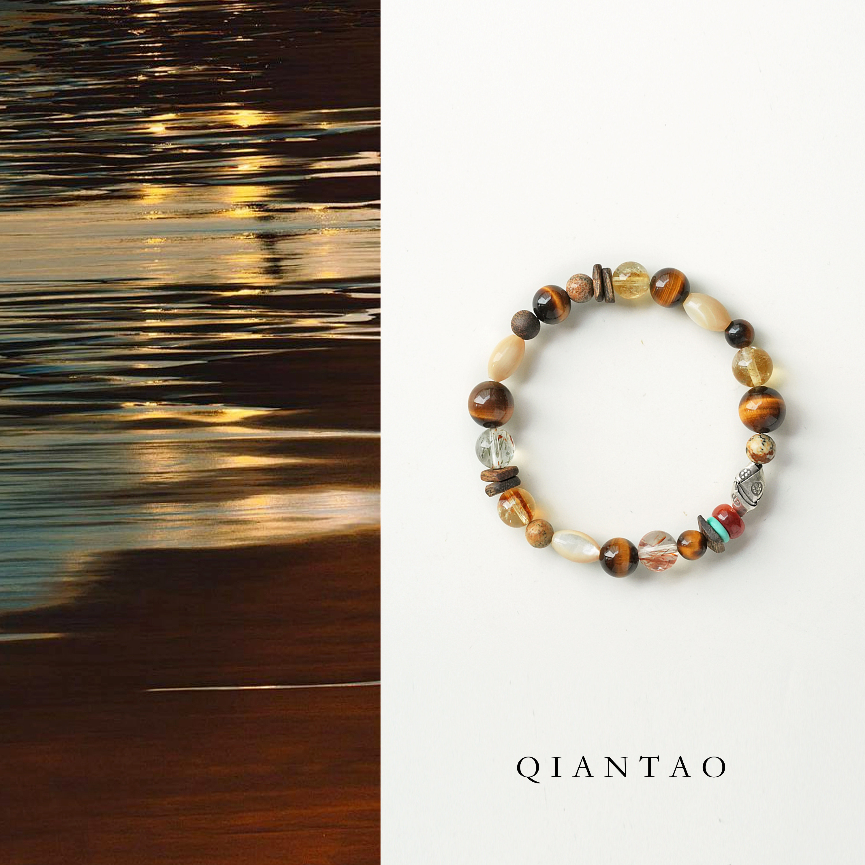 QIANTAO「叁秋」原创天然多宝手链女虎眼石黄水晶招财手串礼物