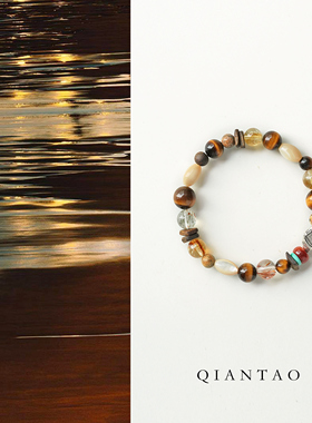 QIANTAO「叁秋」原创天然多宝手链女虎眼石黄水晶招财手串礼物