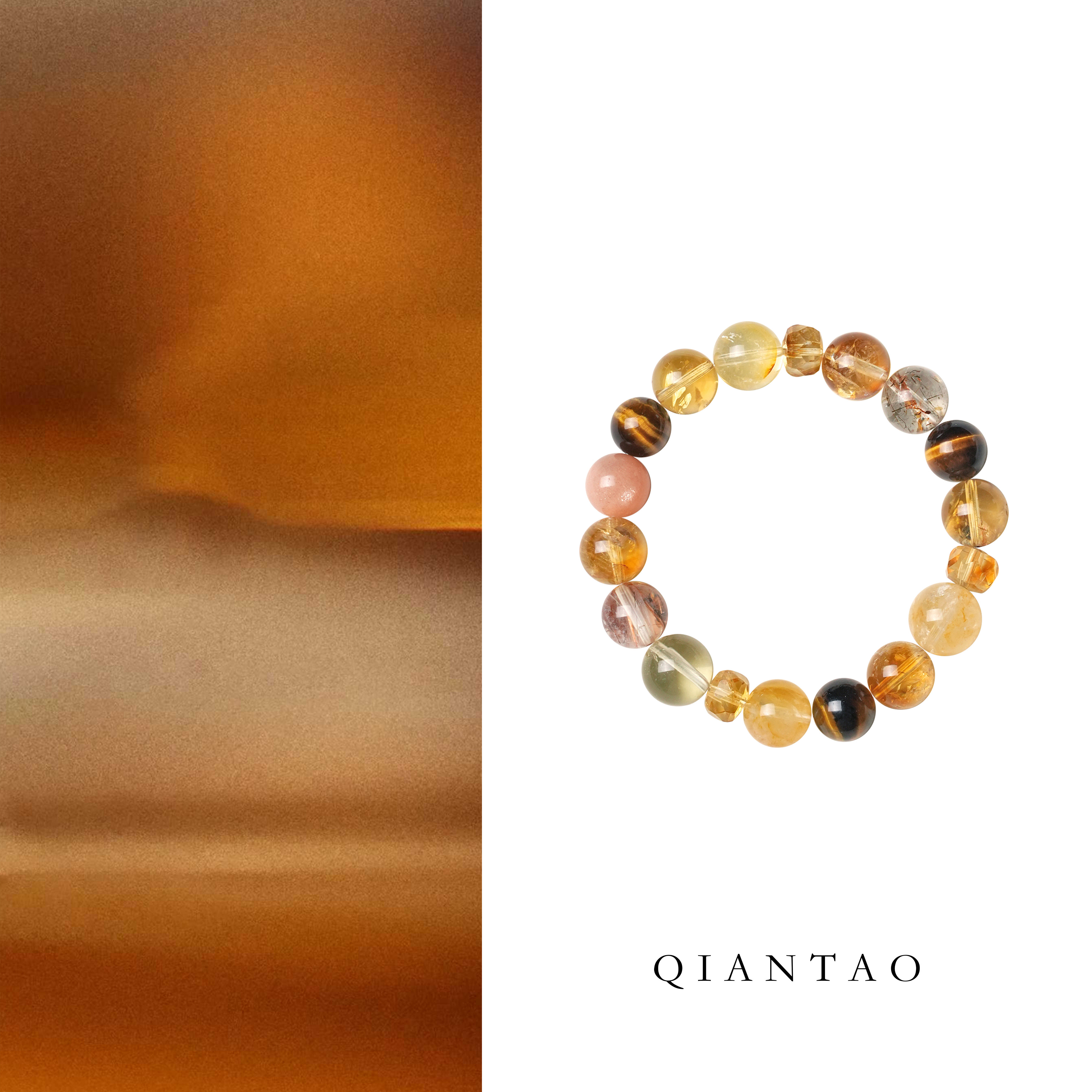 QIANTAO「坤岱」原创招财黄水晶手串补土黄水晶手链转运情侣礼物