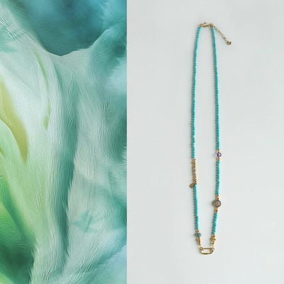 QIANTAO「观岚」天然绿松石项链万能链925银葫芦吊坠可拆卸毛衣链