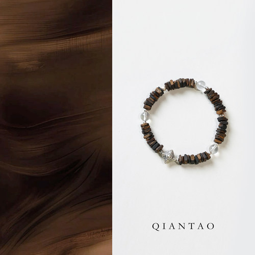 QIANTAO「沐尘」天然种植芽庄奇楠沉香925银饰手串助眠静心礼物