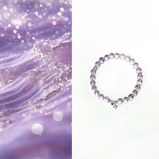 QIANTAO「镜花辞」原创天然高净体紫水晶手串纯银好运手链女礼物