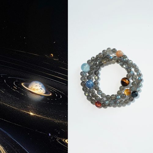 QIANTAO「星耀」原创复古银天然灰月光多圈手串八大行星多宝礼物