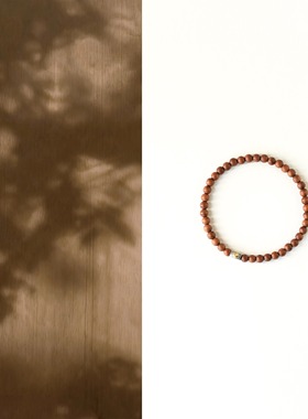 QIANTAO「染叶」原创新中式天然老山檀木银手串情侣百搭手链礼物