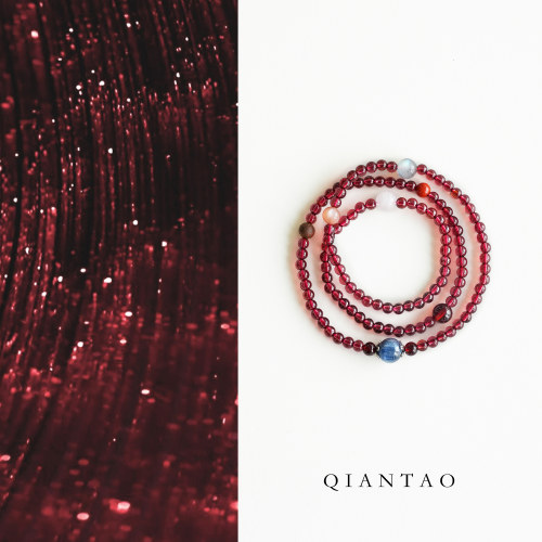QIANTAO「弥花集」原创中式天然石榴石多宝手串情侣项链礼物