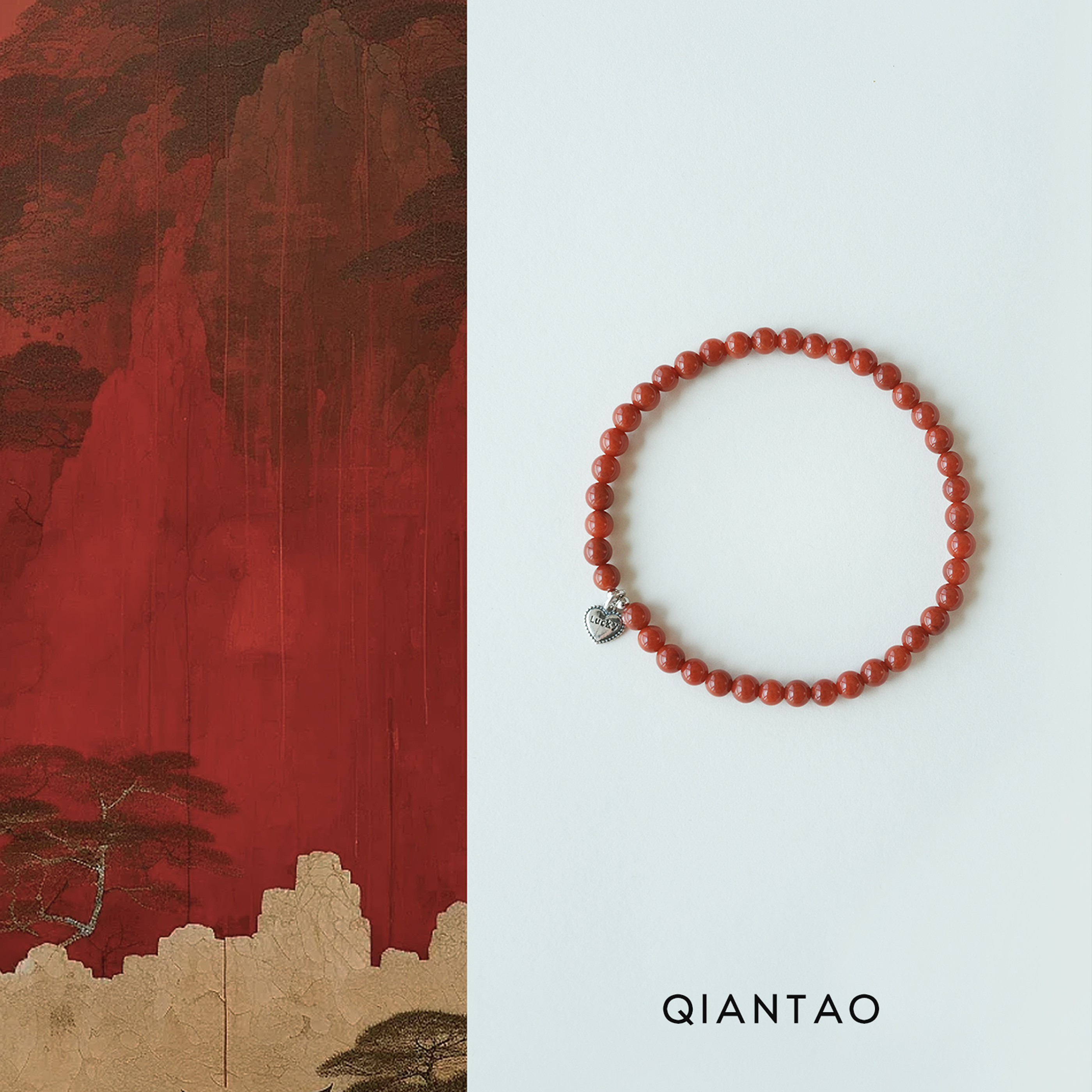 QIANTAO「红酥」原创新中式国风天然满肉无胶南红手串女手链礼物