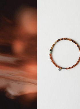QIANTAO「杉月」原创天然橙石榴石虎眼石多宝手串情侣银手链礼物
