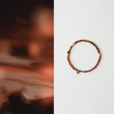 QIANTAO「杉月」原创天然橙石榴石虎眼石多宝手串情侣银手链礼物