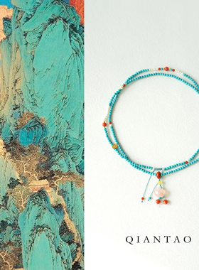 文艺绿松石南红项链天然原矿