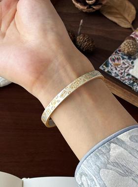 QIANTAO「拾安」国风新中式描金足银9999小众设计百搭手镯女礼物