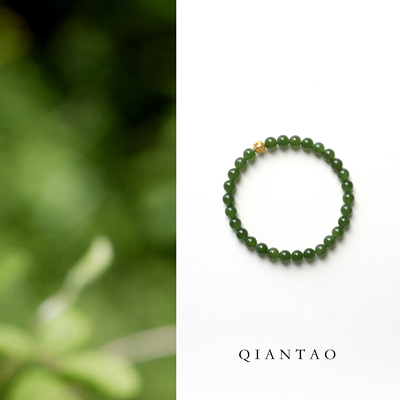 QIANTAO「沐玉」原创天然高品质和田玉碧玉手串女生手链文艺礼物
