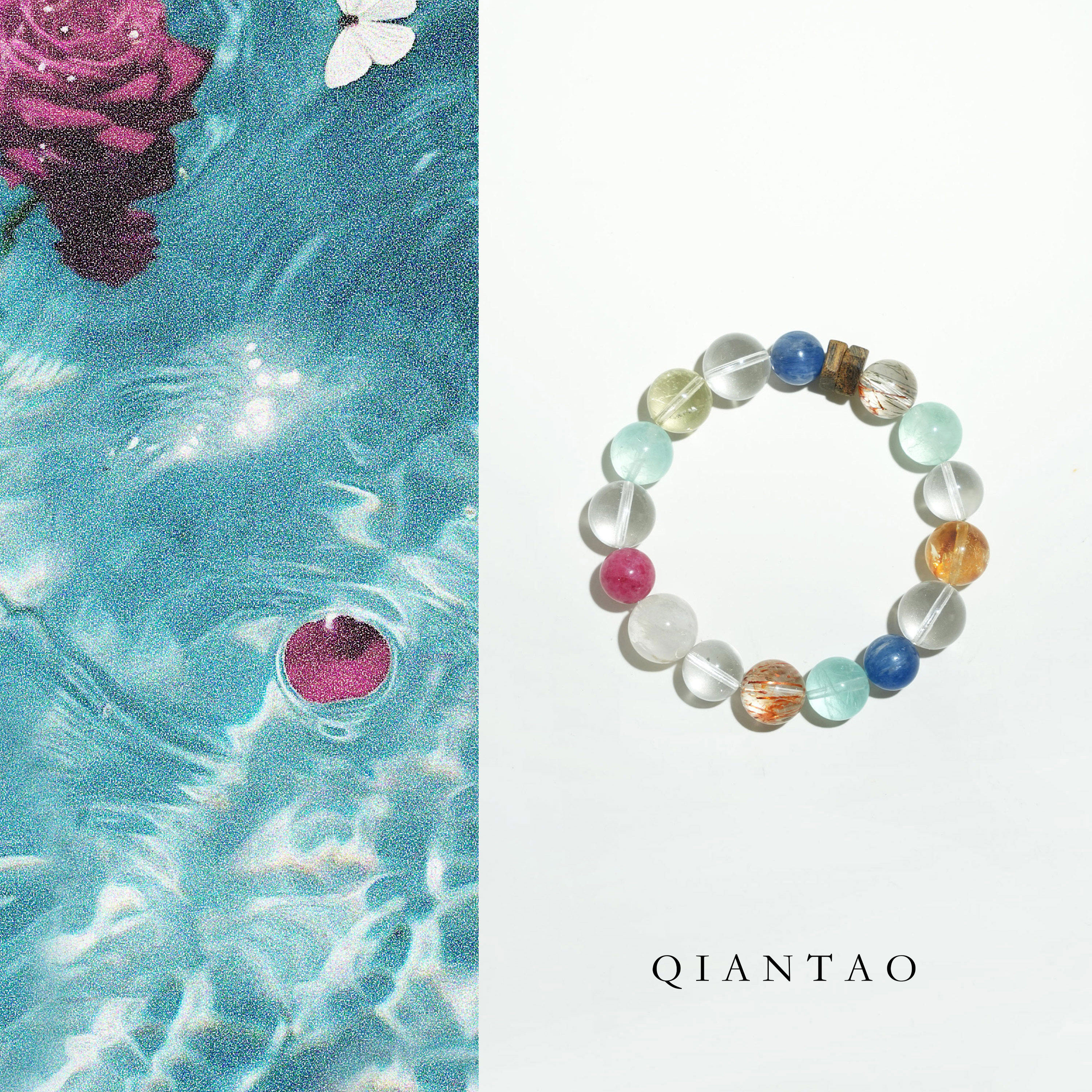 QIANTAO「海岛」原创天然多宝水晶沉香招财手串稳定磁场情侣礼物