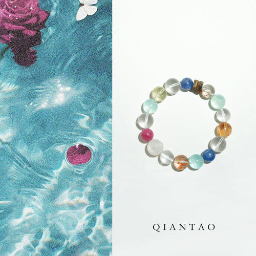 QIANTAO「海岛」原创天然多宝水晶沉香招财手串稳定磁场情侣礼物