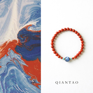QIANTAO「云上」原创天然南红手串蓝晶石绿松石多宝手链礼物