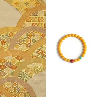 QIANTAO「月桂」原创天然鸡油黄蜜蜡招财手链绿松石多宝手串礼物