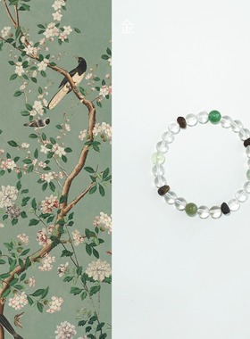 QIANTAO「苏叶」原创天然高净体白水晶绿水晶好运手串情侣礼物
