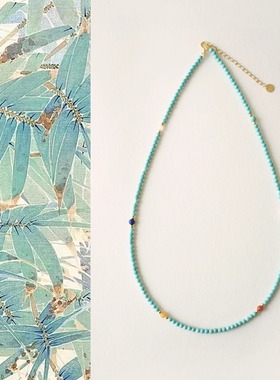 QIANTAO「云舒」原创新中式天然蓝绿松石南红多宝项链锁骨链礼物