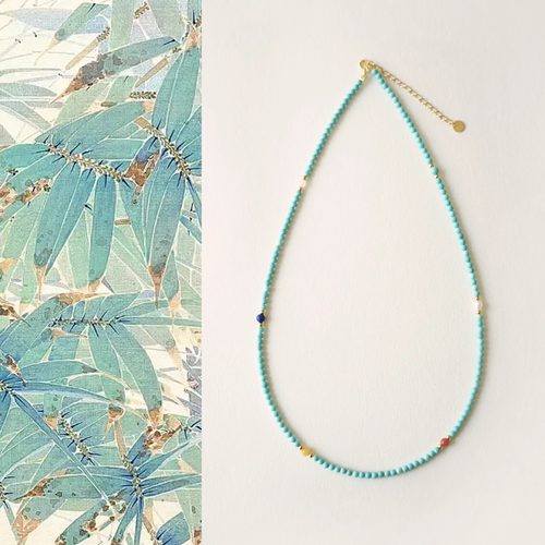 QIANTAO「云舒」原创新中式优化蓝绿松石南红多宝项链锁骨链礼物