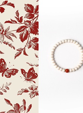 QIANTAO「白月浮川」原创天然冰料高品猛犸象牙手串南红手链礼物