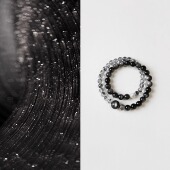 QIANTAO「梵音」天然银曜石手串黑闪灵雪花幽灵水晶手链情侣礼物