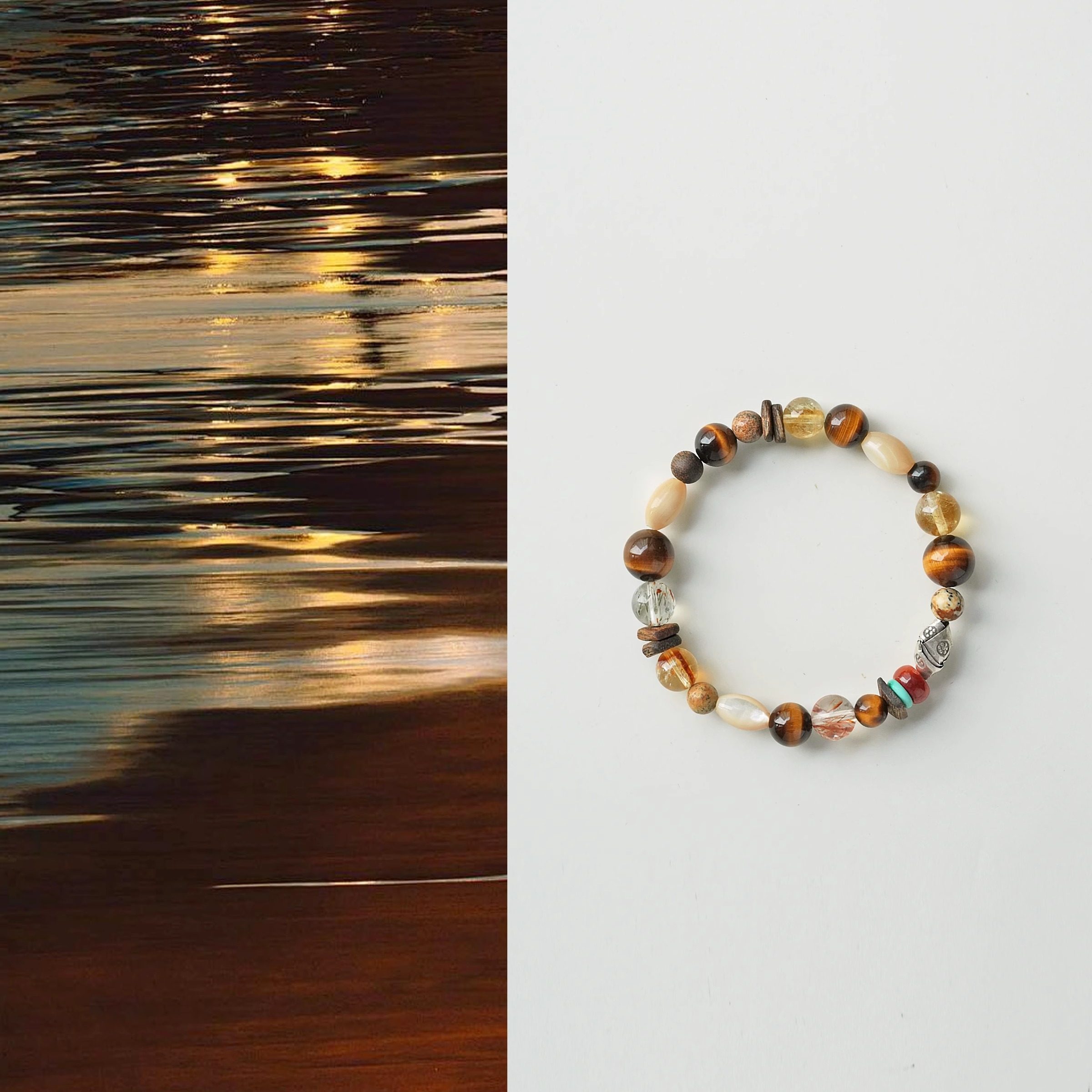 QIANTAO「叁秋」原创天然多宝手链女虎眼石黄水晶招财手串礼物