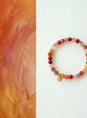 QIANTAO「云裳」原创新中式天然彩兔毛水晶手串招财情侣手链礼物