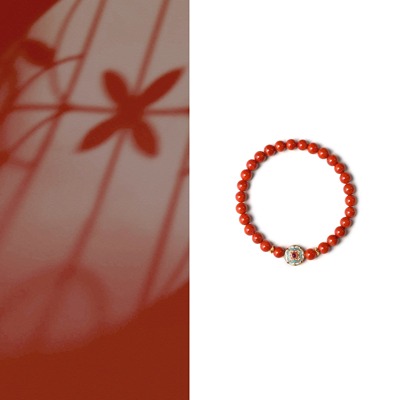 QIANTAO「笙歌」原创天然满色满肉南红柿子红手串女生手链礼物