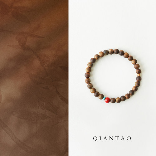 QIANTAO「山木」天然芽庄奇楠沉香多宝手串助眠水晶静心礼物