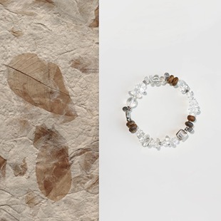 QIANTAO「松息」原创天然白水晶手串芽庄沉香好运静心银手链礼物