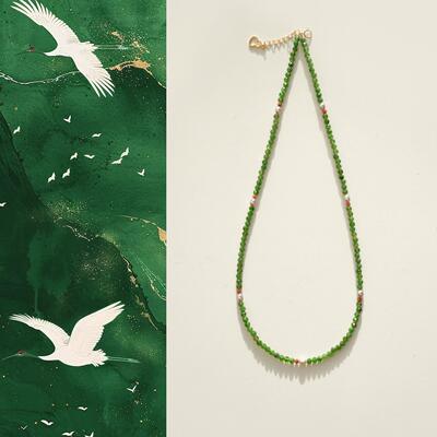 QIANTAO「碧山」原创新中式祖母绿半宝石珍珠项链高级气质百搭