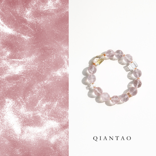 QIANTAO「花间酌」原创天然高品粉水晶菠萝珠手串黄水晶手链礼物