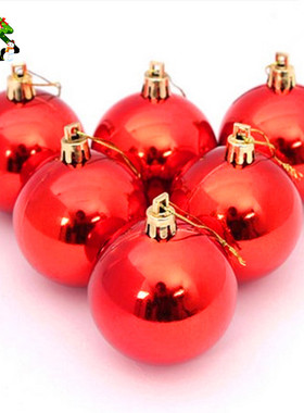 圣诞装饰品10cm亮光圣诞球8cm红色塑料电镀圣诞彩球6cm红球挂件