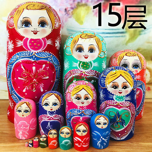 俄罗斯特色15层套娃节日礼物彩绘