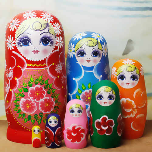 热卖俄罗斯套娃7层手绘