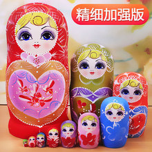 俄罗斯正品10层套娃中国风木质特色礼物卡通可爱重叠玩具