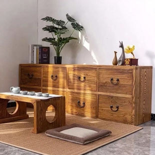 老榆木六斗柜纯实木储物柜中式复古电视柜玄关柜抽屉柜药柜落地柜