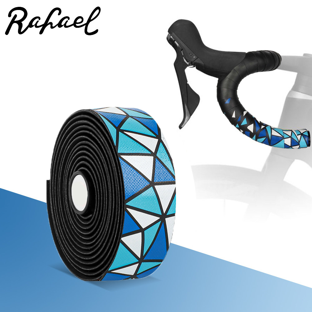 Rafael莱发公路车把带死飞自行车缠把皮质三色拼接清新蓝渐变把带