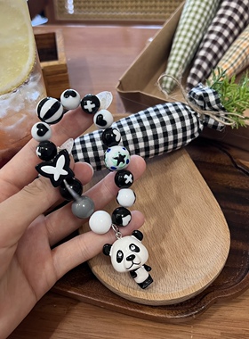 小熊猫黑白色系串珠手链