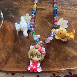 新款手工串珠项链闪亮bling摩卡少女小樱毛衣链锁骨链可爱百搭女