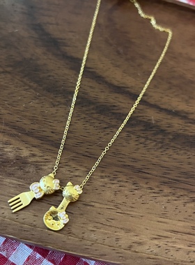 kt猫项链创意时尚百搭叉子勺子